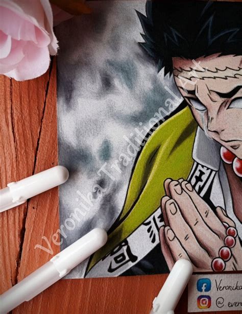 Anime Colored Pencil Drawing Realistic As A Print Demon Pillar Etsy