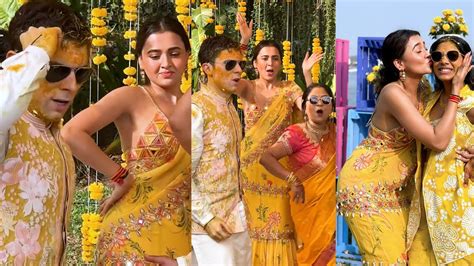 Tejaswi Prakash Dance On Dhol At Friend S Haldi Ceremony With BF Karan