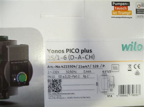 Wilo Yonos Pico Plus 25 1 6 Hocheffizienzspumpe 180 Mm 230 Volt NEU