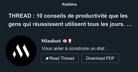 Thread Conseils De Productivit Que Les Gens Qui R Ussissent