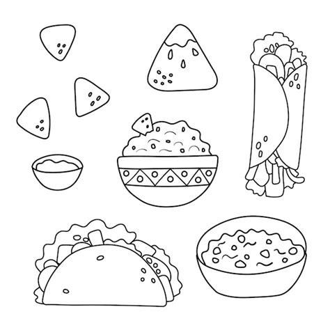 Conjunto De Vector Plano De Platos Tradicionales De Comida Mexicana