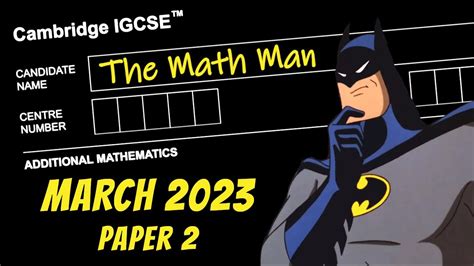 Igcse Add Math March Paper F M Youtube