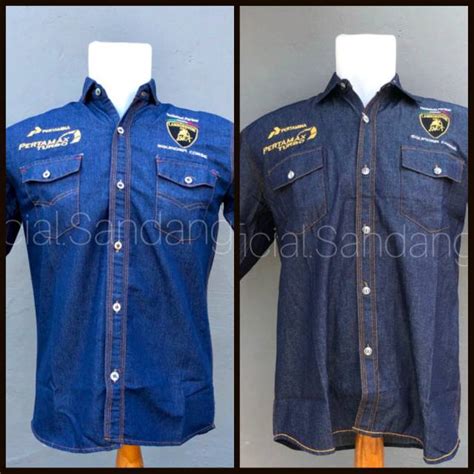 Jual Seragam Promosi Pertamina Kemeja Pertamax Turbo Denim Jeans