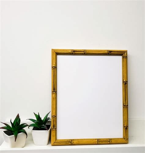 Lucky Bamboo Natural Wood Picture Frame With White Mat 8x10 Etsy