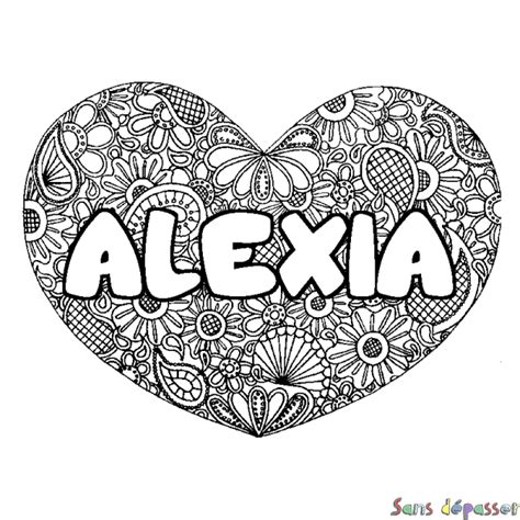 Coloriage Prénom Alexia Décor Mandala Coeur Sans Dépasser