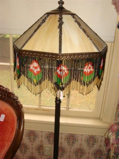 Beaded And Slag Glass Shade Floor Lamp Lot 13