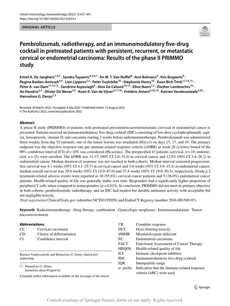 PDF Pembrolizumab Radiotherapy And An Immunomodulatory Five Drug