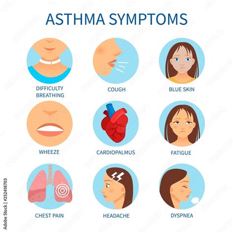 Vector poster asthma symptoms. Information on the disease. Stock Vector ...