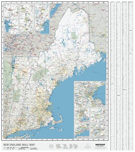 New England Regional Wall Map by MapShop - The Map Shop