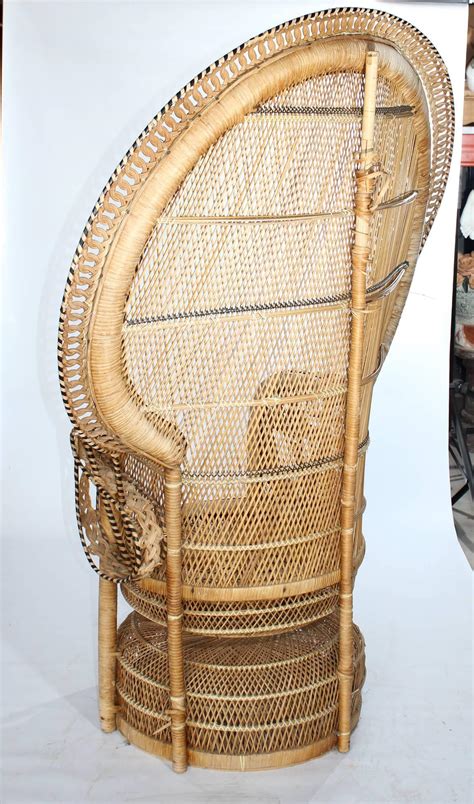 1970s Large Vintage Bohemian Emmanuelle Peacock Wicker Chair At