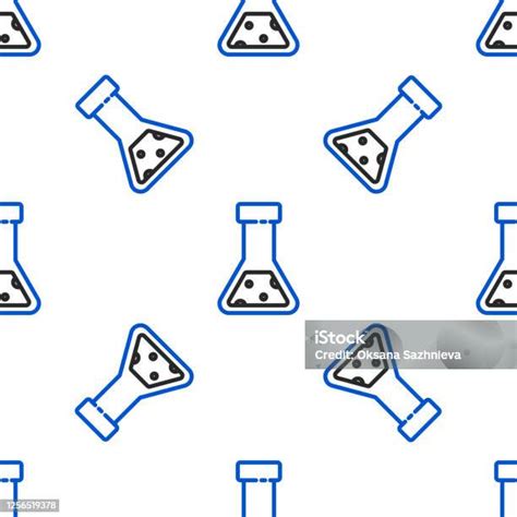 라인 테스트 튜브 및 플라스크 화학 실험실 테스트 아이콘 흰색 배경에 원활한 패턴을 분리 실험실 유리 제품 기호 다채로운 개요