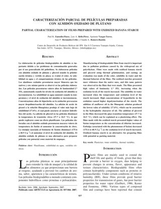 Caracterizacion Parcial De Peliculas Preparadas Con Almidon Oxidado De