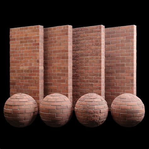 Texture Red Brick Tiles Material PBR 200 X 200 Cm VR AR Low Poly