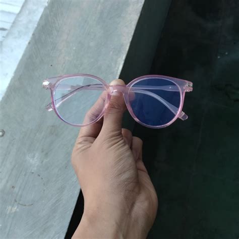 Frame Kacamata Bulat Pink Transparan Ringan Lentur Menerima Ganti