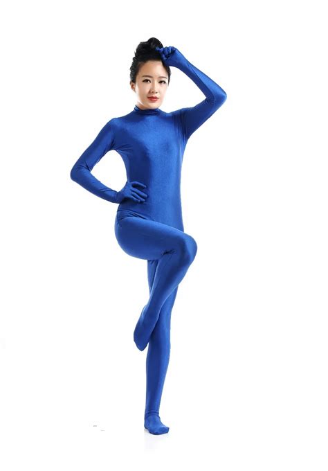 Zentai Suit Women Long Sleeve Black Unitard Mock Neck Dancewear Spandex