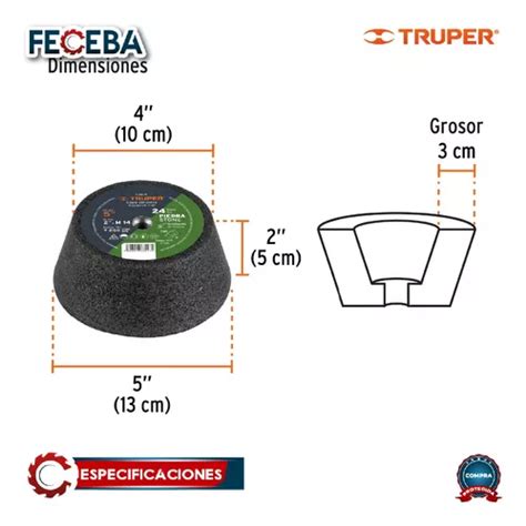 Copa Desbaste 5 Esmeril M14 Grano 24 Piedra Truper 13791 En Venta En