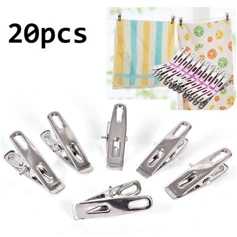 20pcs Pack Laundry Household Stainless Steel Clothes Hanging Pins Pegs