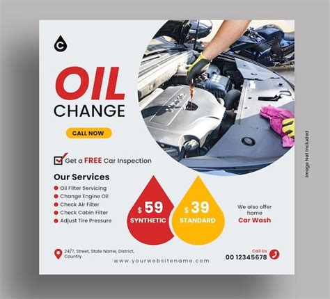 Premium Psd Oil Change Post And Flyer Oil Change Car Oil Change Oils