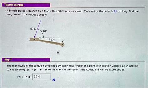 Tutorial Exercise Bicycle Pedal Pushed By Toot With N Force As Shown