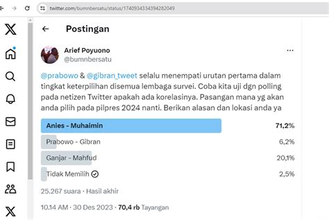 Arief Poyuono Bikin Polling Soal Keterpilihan Prabowo Gibran Hasilnya