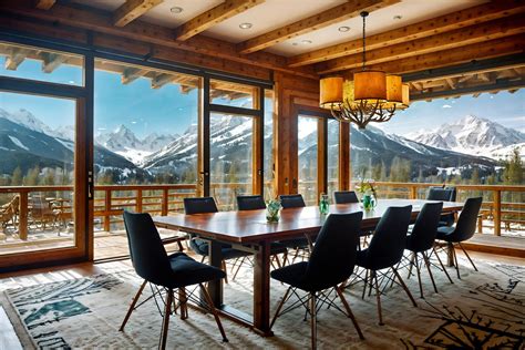 Ski chalet-style (meeting room interior) with plant and glass doors and ...