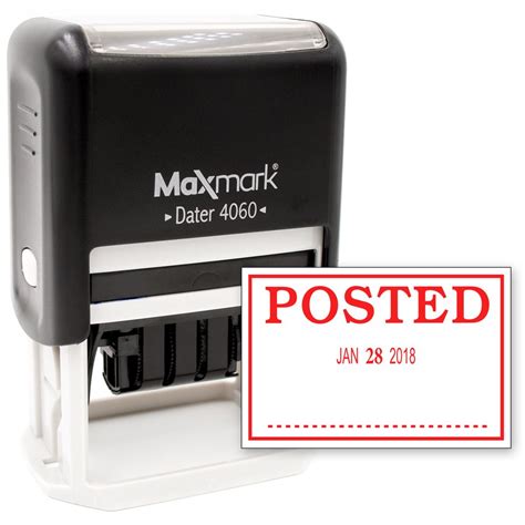 MaxMark Large Date Stamp with POSTED Self Inking Date Stamp, Large Size ...