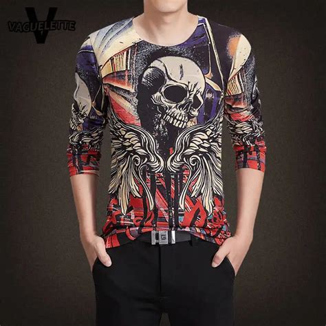 Vintage Rock T Shirts D Printed Skull Wings Novelty Mens Designer