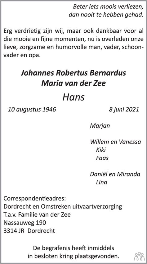 Johannes Robertus Bernardus Maria Hans Van Der Zee