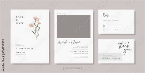 Set of simple and elegant wedding card template Stock Vector | Adobe Stock