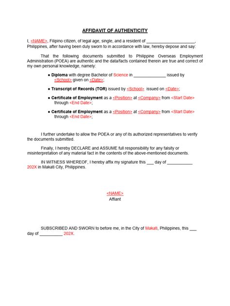 Sample Affidavit Pdf Affidavit Common Law