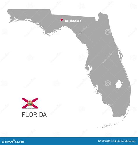 Florida County Outline Gray Map and National Flag Stock Vector ...