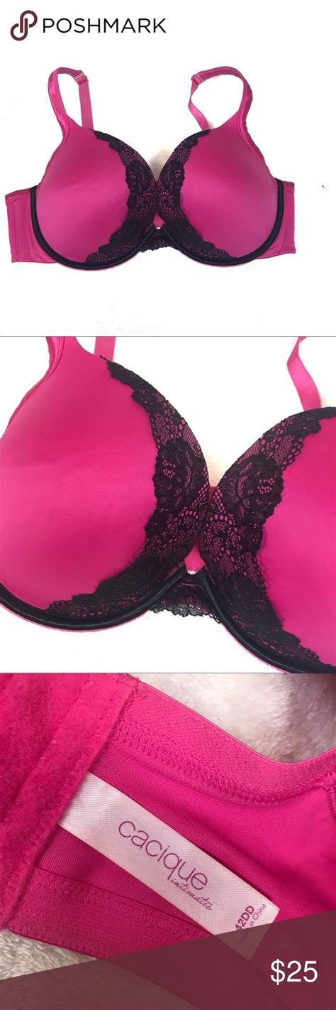 Cacique Pink With Black Lace Bra Dd Lace Bra Black Lace Bra