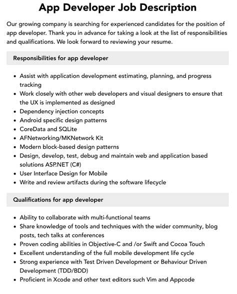 App Developer Job Description Velvet Jobs