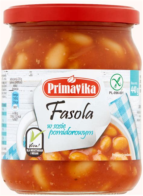 FASOLA W SOSIE POMIDOROWYM BEZGLUTENOWA 440 g PRIMAVIKA Bio Zakątek