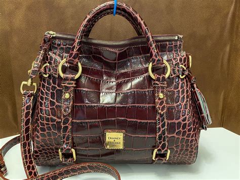 DOONEY BOURKE CROCO FINO LEATHER SATCHEL In BURGUNDY Gem