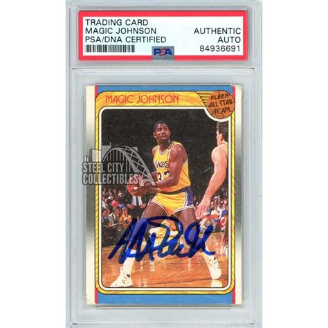 Magic Johnson Fleer All Star Autograph Card Psa Dna Steel