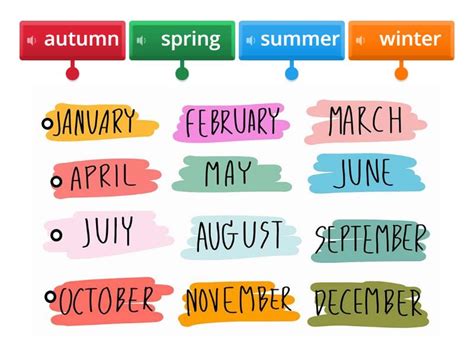 Label the diagram - months of the year and seasons - Labelled diagram