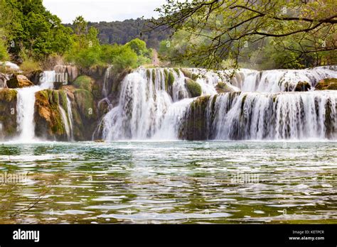 Krka Waterfall In The Croatian National Park Stock Photo Alamy