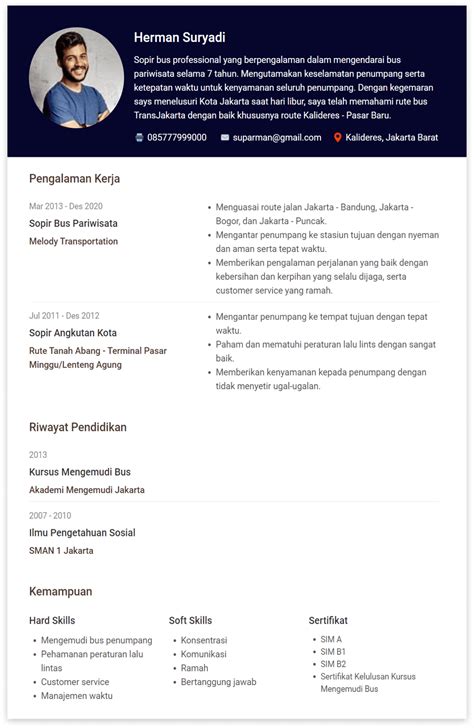 Contoh Cv Driver Pribadi Bus And Truk Lengkap Dengan Cara Membuatnya