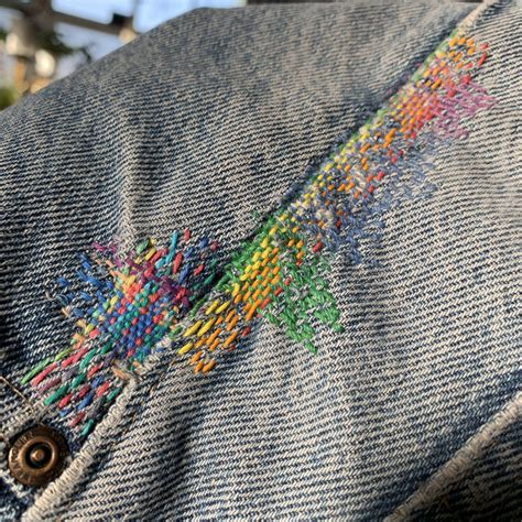 Rainbow Darning On Thrifted Jeans Rvisiblemending