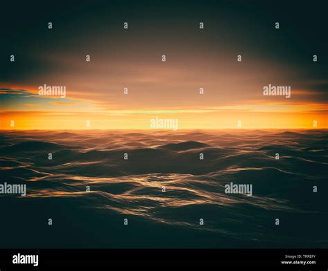 Dark ocean sunset background Stock Photo - Alamy