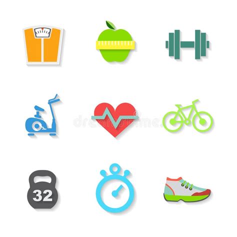 Set Of Flat Fitness Icons Stock Vector Illustration Of Button 57243344