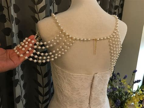 Pearls Shoulder Necklace Bridal Shoulder Jewelry Wedding Etsy