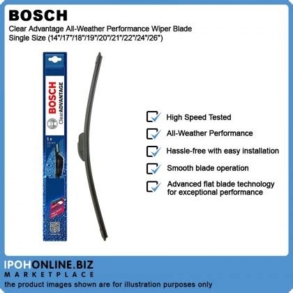 Bosch Clear Advantage All Weather Performance Wiper Blade Single Size