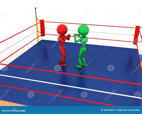 Muscular Boxers Fighting In Boxing Ring Vector Illustration