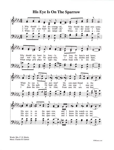 His Eye Is On The Sparrow Digital Original Hymn Tune Arrangement Key Of