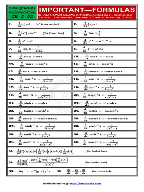 Derivatives Formulas | PDF | Mathematical Concepts | Rates