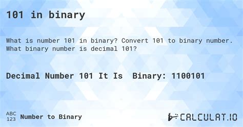 101 in binary - Calculatio