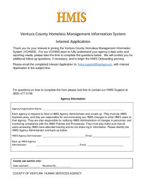 Fillable Online Ventura County Homeless Management Information System