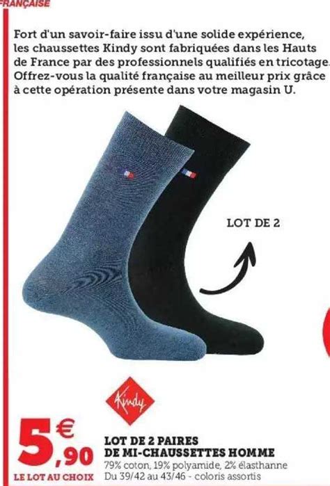 Promo Lot De 2 Paires De Mi Chaussettes Homme Kindy Chez Hyper U